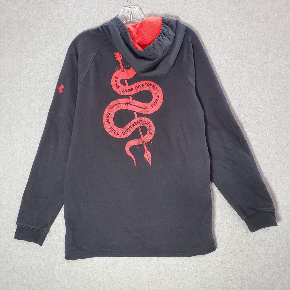 Under Armour Men Sweatshirt Medium Black Hoodie Project Rock Serpent Snake Logo‎